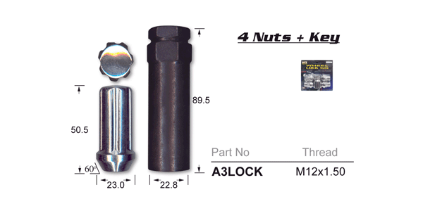 Lock Nuts A3LOCK -Pack Of 4 Nice Products | Universal Auto Spares