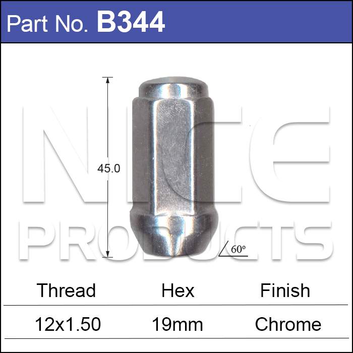 Chrome Nut B344 - Nice Products | Universal Auto Spares