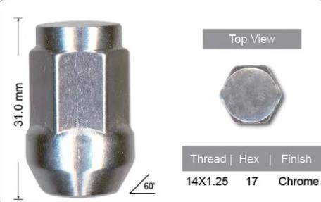 Wheel Nuts pk100 B1417-100 - Nice Products | Universal Auto Spares