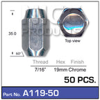 Chrome Nut 50pcs A119-50 - Nice Products | Universal Auto Spares
