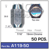 Chrome Nut 50pcs A119-50 - Nice Products | Universal Auto Spares