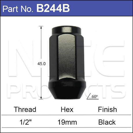 Wheel Nuts Black pk50 B244B-50 - Nice Products | Universal Auto Spares