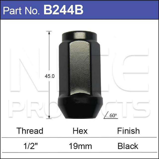 Wheel Nuts Black pk50 B244B-50 - Nice Products | Universal Auto Spares