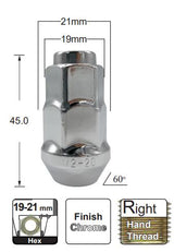 1/2 Chrome Nut 45mm Long 19/21mm B292 - Nice Products | Universal Auto Spares
