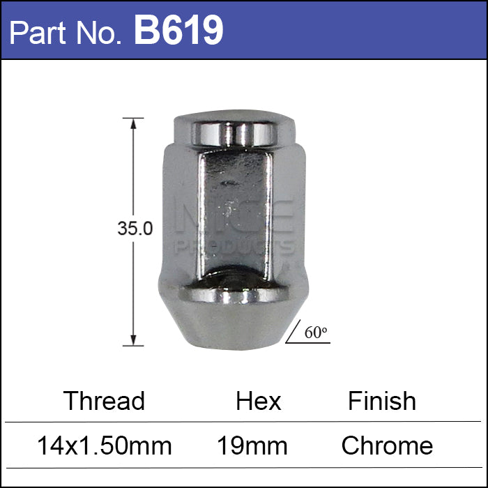 Chrome Nut B619 - Nice Products | Universal Auto Spares