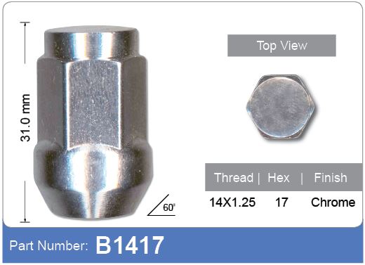 Chrome Nut B1417 - Nice Products | Universal Auto Spares