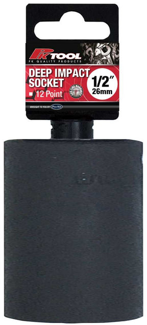 26mm 12PT Metric 1/2” Dr Deep Sockets - PKTool
