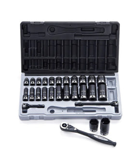 27 Piece 3/8 Drive 6-Point Imperial, Standard & Deep Socket Set - Impact Tools