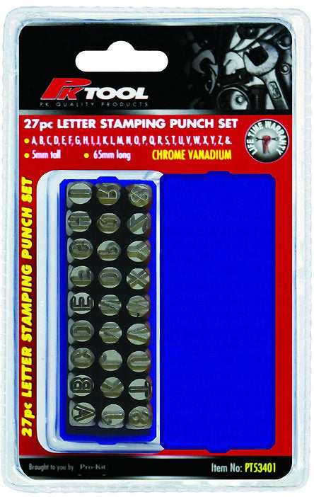 27 Piece CR-V Steel Letter Stamping Set - PKTool | Universal Auto Spares