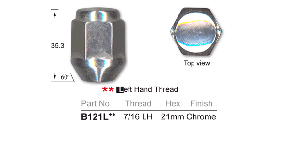 Chrome Nut B121L - Nice Products | Universal Auto Spares