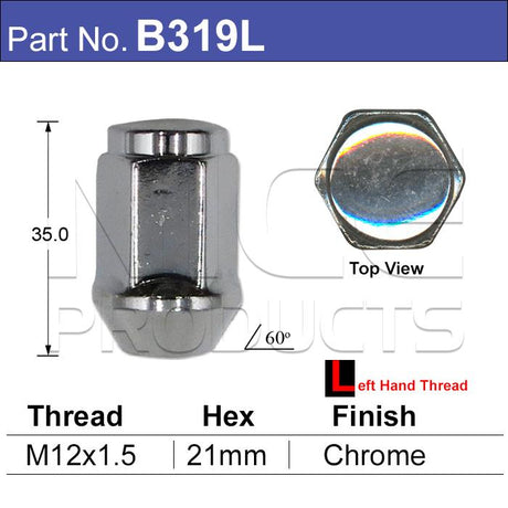 Left Hand Nuts pk25 B319L-25 - Nice Products | Universal Auto Spares