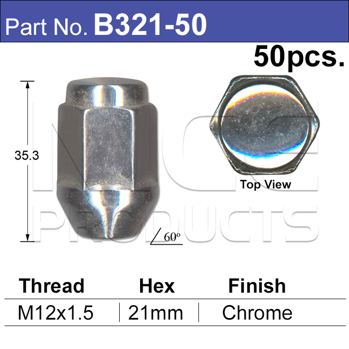 Chrome Nut B321-50 - Nice Products | Universal Auto Spares