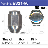Chrome Nut B321-50 - Nice Products | Universal Auto Spares