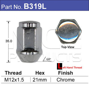 Chrome Nut pk50 B319L-50 - Nice Products | Universal Auto Spares