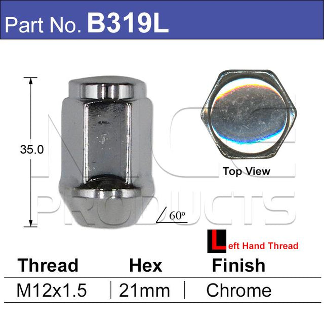 Chrome Nut pk50 B319L-50 - Nice Products | Universal Auto Spares