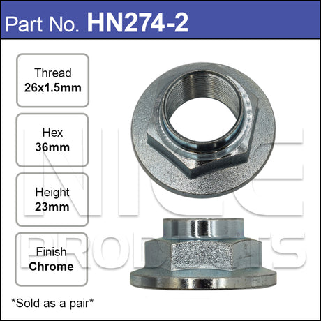 Hub Nuts Pair HN274-2 - Nice Products | Universal Auto Spares