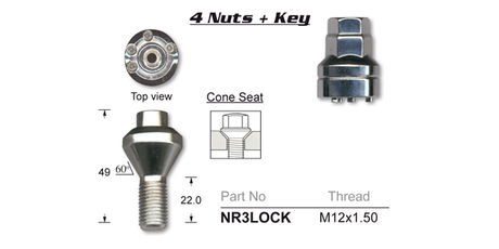 Lock Nuts (set of 4) NR3LOCK - Nice Products | Universal Auto Spares