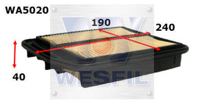 Air Filter A1846 Fits Honda WA5020 - Wesfil