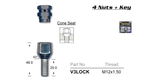 Lock Nuts (set of 4) V3LOCK - Nice Products | Universal Auto Spares