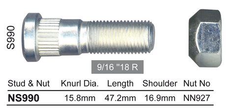Stud & Nut NS990 - Nice Products | Universal Auto Spares