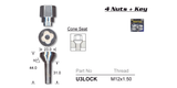 Lock Nuts (set of 4) U3LOCK - Nice Products | Universal Auto Spares