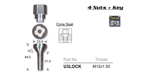 Lock Nuts (set of 4) U3LOCK - Nice Products | Universal Auto Spares