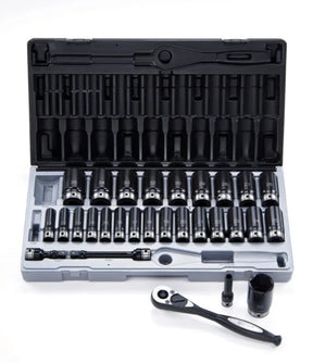 29 Piece 1/2 Drive 6-Point Metric, Deep Socket Set Blow-mold Case - Impact Tools