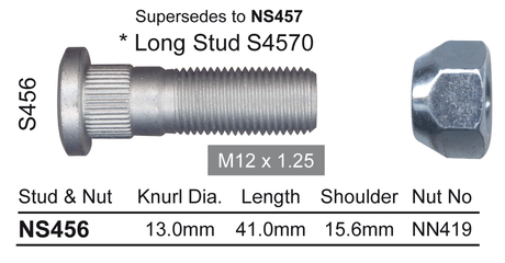 Stud & Nut NS456 - Nice Products | Universal Auto Spares