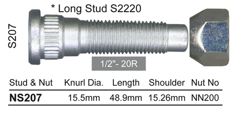 Stud & Nut NS207 - Nice Products | Universal Auto Spares