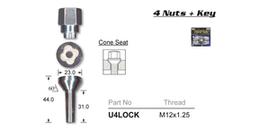 Lock Nuts (set of 4) U4LOCK - Nice Products | Universal Auto Spares
