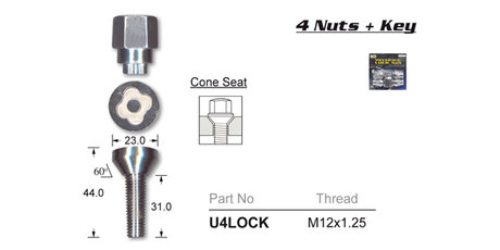 Lock Nuts (set of 4) U4LOCK - Nice Products | Universal Auto Spares