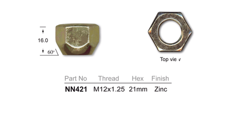 Wheel Nut Gold Open Ended NN421 - Nice Products | Universal Auto Spares