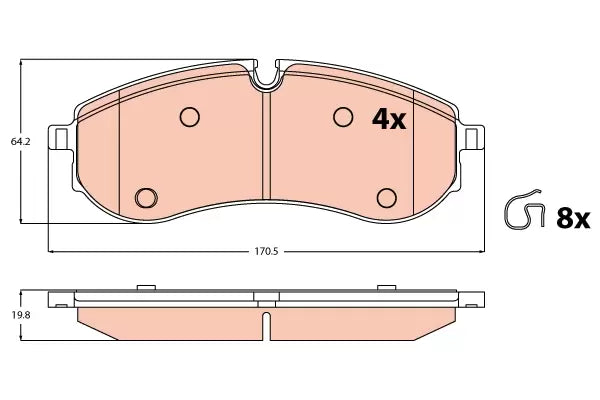 Brake Pad Set, Disc Brake GDB238 - TRW