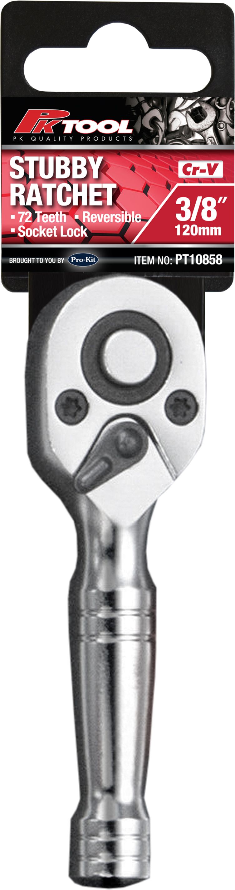 3/8” DR 120mm Stubby Handle Ratchet - PKTool | Universal Auto Spares