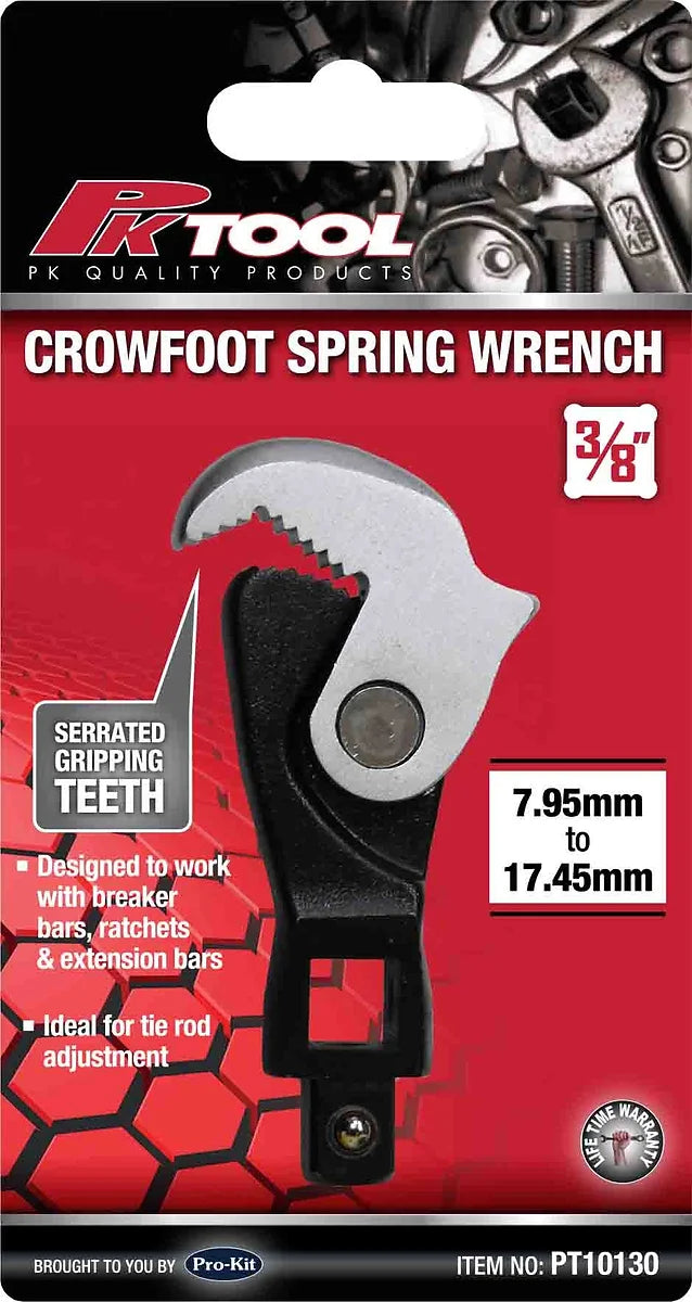 3/8" DR Crowfoot Spring Wrench 8 to 17mm - PKTool | Universal Auto Spares