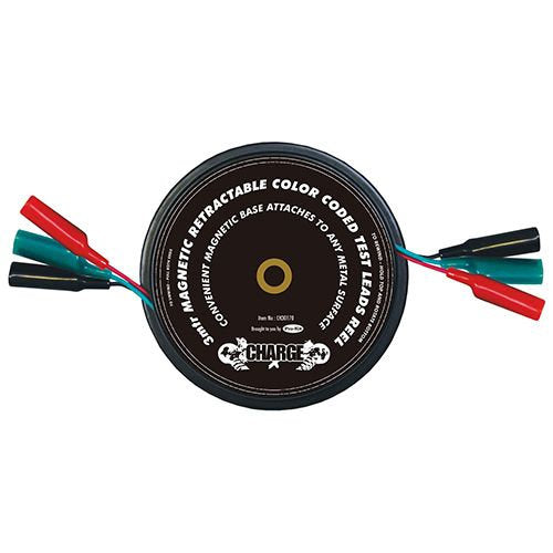 3 Meter Colour Coded Test Leads Retractable Reel With Magnetic Case - Charge | Universal Auto Spares