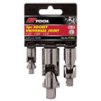 3 Pieces 1/4”, 3/8” & 1/2” CR-V Socket Universal Joint Drive Set - PKTool | Universal Auto Spares