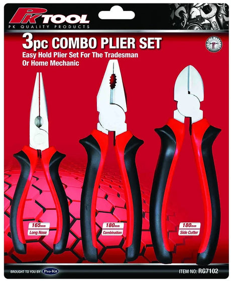 3 Pieces Combo Plier Set Long Nose, Side Cutter & Combination - PKTool | Universal Auto Spares