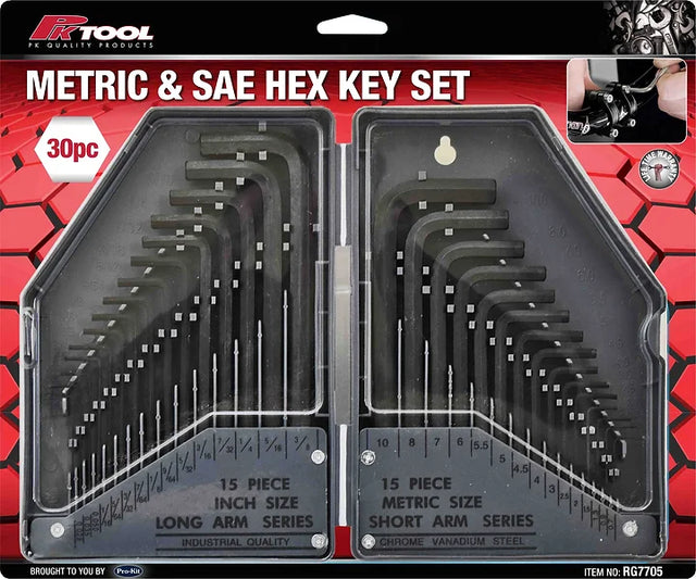 30 Pieces Metric & SAE Hex Key Set - PKTool | Universal Auto Spares