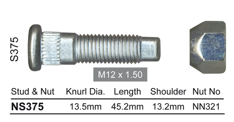 Stud & Nut NS375 - Nice Products | Universal Auto Spares
