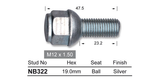 Wheel Bolt 12mm x 1.5 NB322 - Nice Products | Universal Auto Spares
