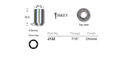 Chrome Nut Allen Key Tapered J132 - Nice Products | Universal Auto Spares
