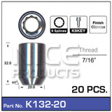 Lock Nuts 20+Key K132-20 - Nice Products | Universal Auto Spares