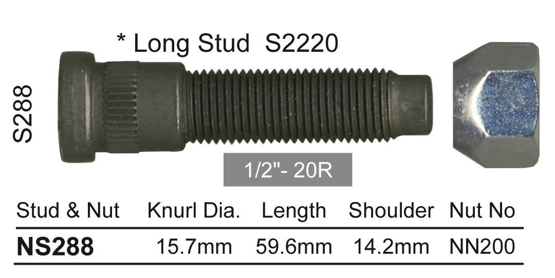 Stud & Nut (226) NS288 - Nice Products | Universal Auto Spares