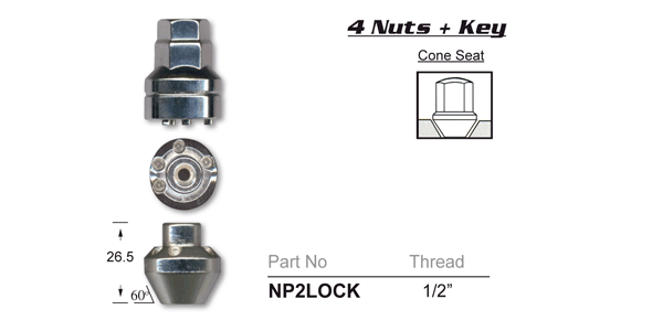 Lock Nuts (set of 4) NP2LOCK - Nice Products | Universal Auto Spares