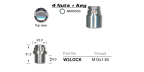 Lock Nuts (set of 4) W3LOCK - Nice Products | Universal Auto Spares
