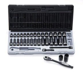 35 Piece 3/8 Drive 6-Point Metric, Standard & Deep Socket Set - Impact Tools