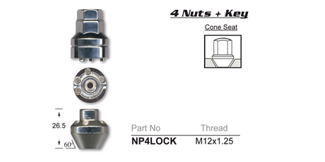 Lock Nuts (set of 4) NP4LOCK - Nice Products | Universal Auto Spares