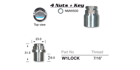Lock Nuts (set of 4) W1LOCK - Nice Products | Universal Auto Spares