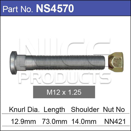 Long Stud & Nut NS4570 - Nice Products | Universal Auto Spares